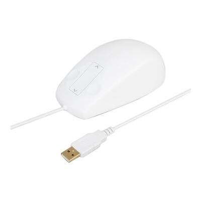 Urban Factory Sanee Raton USB 800dpi - 2 Botones de Clic y Scroll Tactil -  Antibacteriano - Cable de 1.80m - Color Blanco