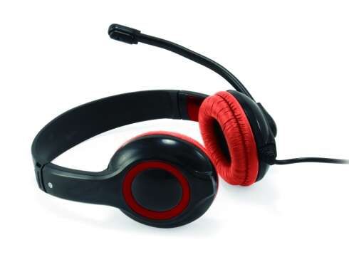 Conceptronic Auriculares con Microfono Integrado y Salida USB - Cable 2M - Negro/Rojo