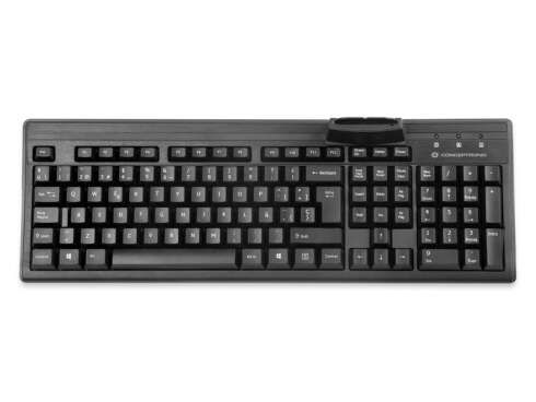 Conceptronic Teclado Qwerty Español con Lector de Tarjetas Inteligentes - Teclado Numerico - Color Negro