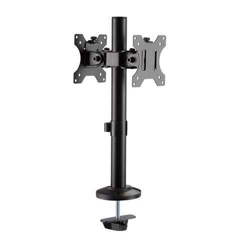 Cromad Soporte de Mesa para 2 Monitores de 17"-32" - Ajustable en Altura, Giratorio e Inclinable - Gestion de Cables - Peso Max 8kg - VESA Max 100x100mm