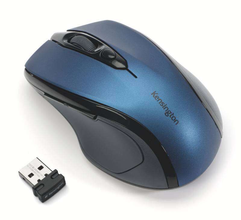 Kensington PRO Fit Raton Optico Inalambrico - Tamaño Medio - Conectividad Inalambrica de 2,4 Ghz - Diseño Ergonomico - Paneles de Goma Blanda - Sensor Optico de Alta Definicion - Color Azul