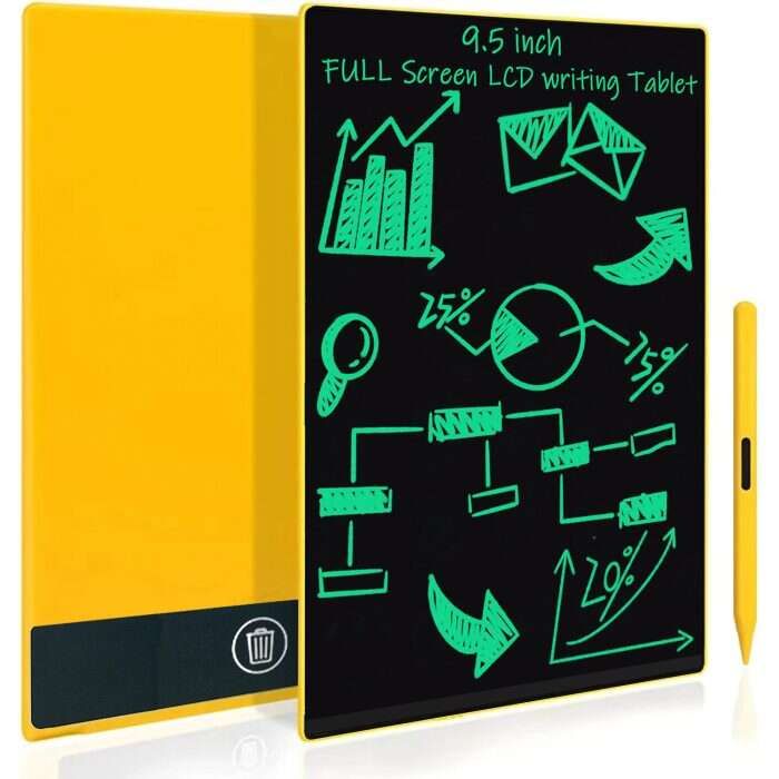 Leotec Nine Pizarra Digital LCD 9.5" de Tinta Electronica - Sin Luz Azul - Boton de Bloqueo - Lapiz Magnetico - Color Amarillo