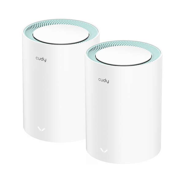 Cudy M1300 Pack de 2 Sistemas WiFi Mesh AC1200 Dual Band - 867Mbps en 5GHz, 300Mbps en 2,4GHz - 1x Puerto LAN 1000/100/10Mbps, 1x Puerto WAN 1000/100/10Mbps - 2 Antenas Internas