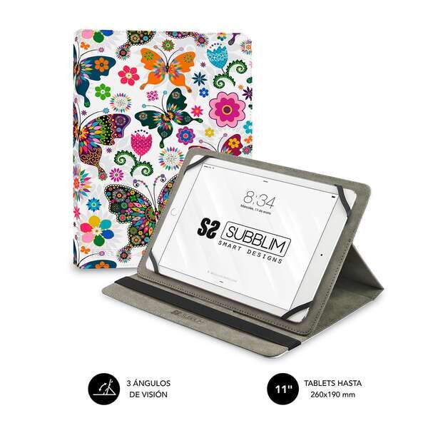Subblim Trendy Case Funda Universal para Tablet - Diseño Moderno y Elegante - Soporte Antideslizante - Acceso a Todos Los Puertos y Botones - Posicion Stand con 3 Angulos de Vision