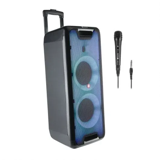 NGS Wild Rave 1 Altavoz Portatil 200W TWS Bluetooth - Doble Subwoofer 5" - Autonomia hasta 10h - USB y Aux In - Iluminacion LED - Incluye MIcrofono y Mando a Distancia