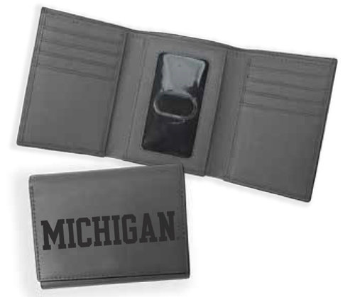 Michigan RFID Tri-Fold Leather Wallet Michigan RFID Tri-Fold Leather Wallet