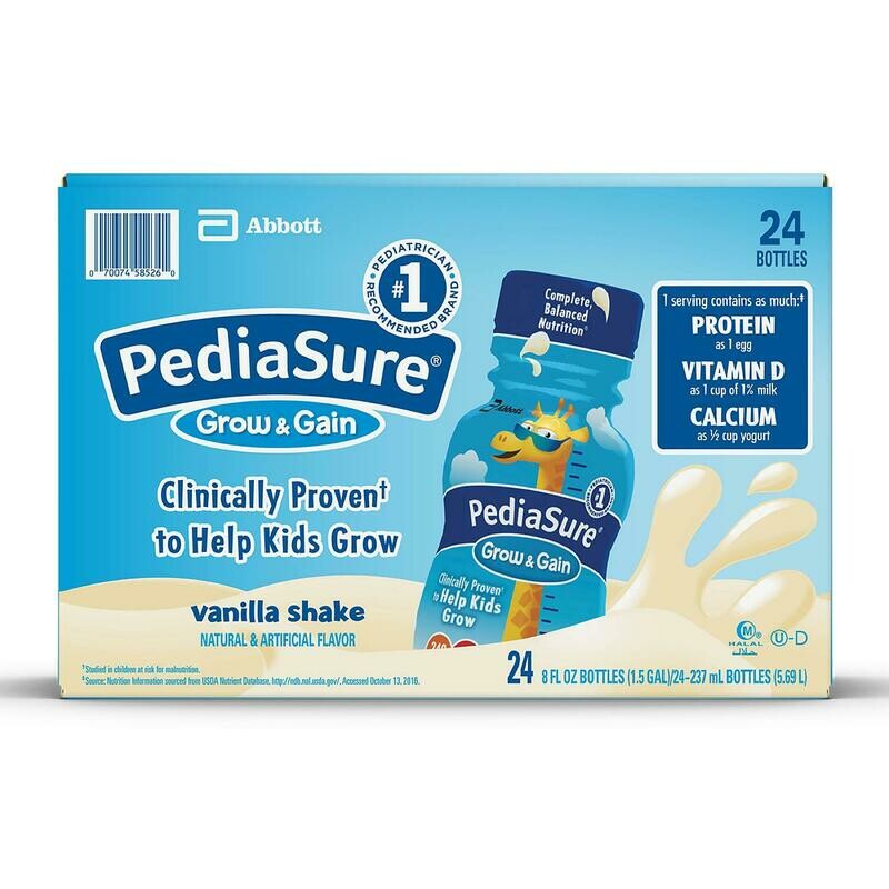 美国PediaSure雅培小安素液体奶 香草味 8oz 24pks