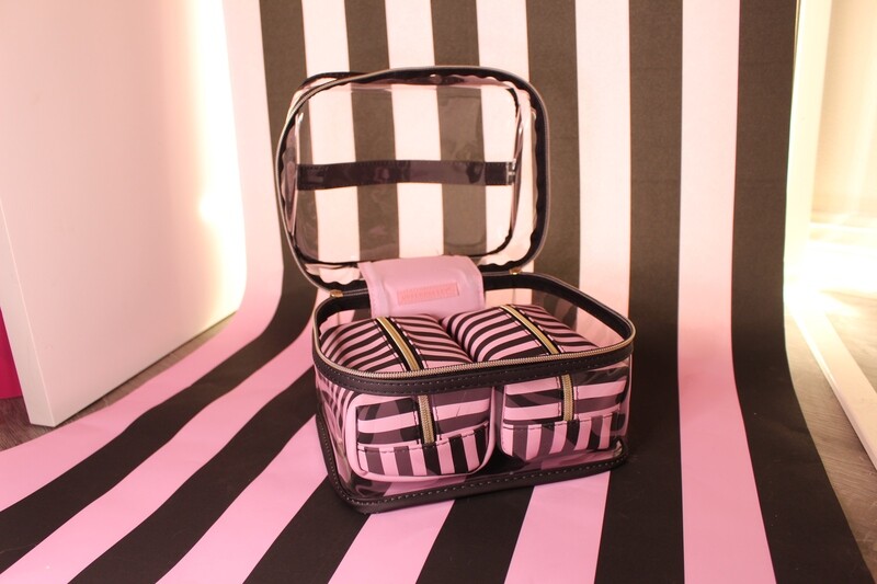 3 Piece striped Not a Sponge cosmetic bag