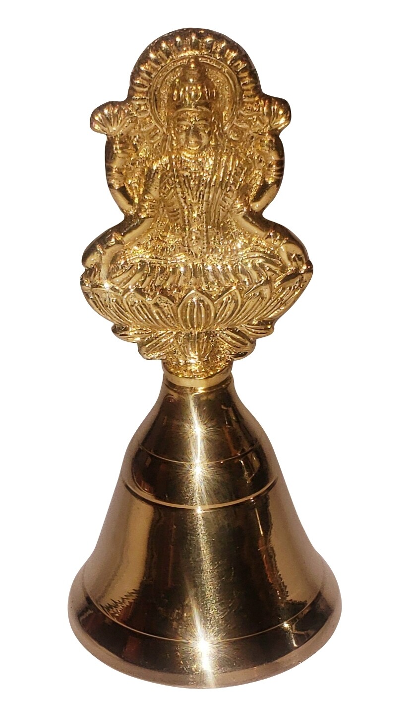 Brass Mystic Lakshmi Altar Bell 4"H