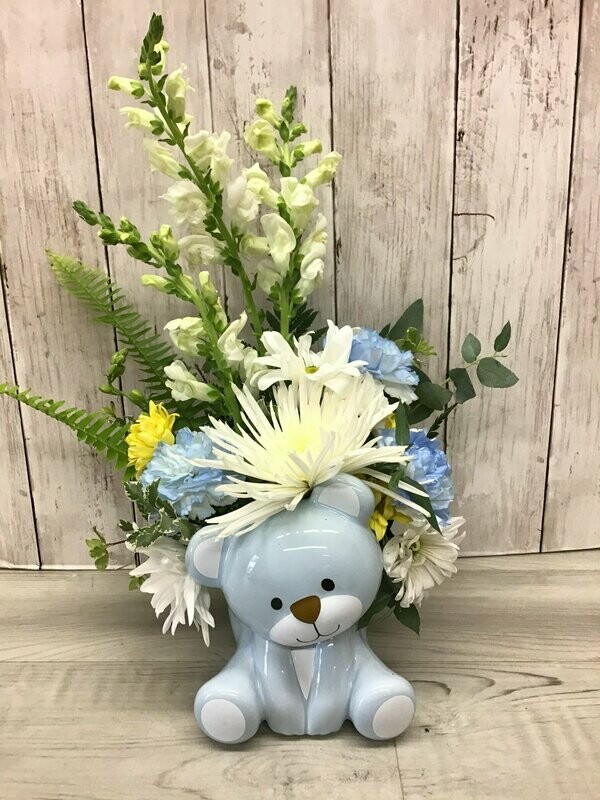 Joyful Blue Bear Arrangement - Item #WFEBT-2002