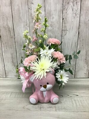 Joyful Pink Bear Arrangement - Item #WFEBT-2001