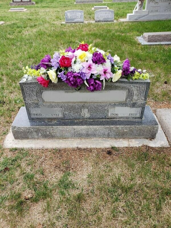 Large Cemetery Saddle with permanent flowers *PICTURE FOR STYLE ONLY*  colors and flowers WILL VARY***  ITEM #WFEBT-5908