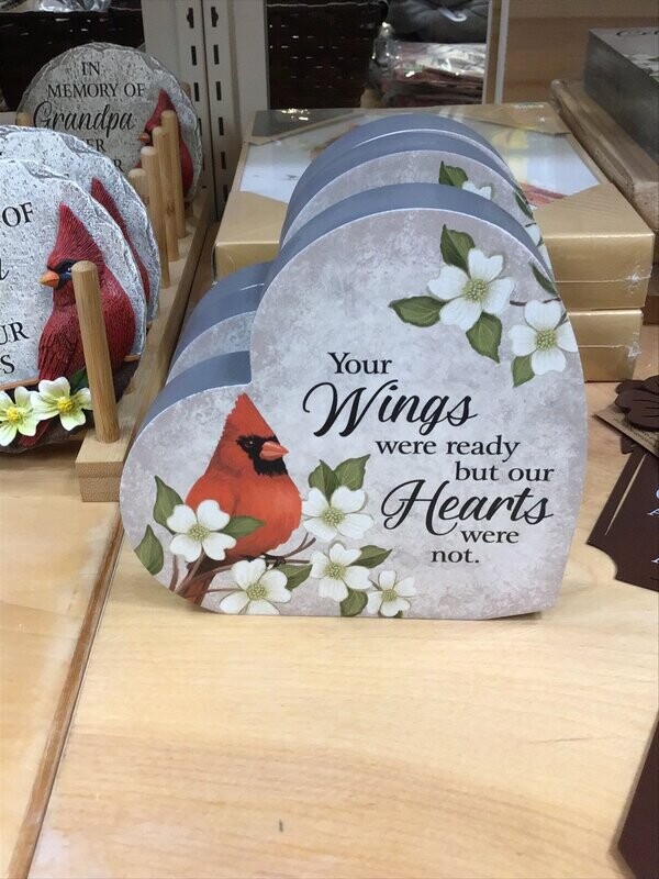 "Cardinal Wings" Heart Plaque