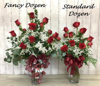 Dozen Roses - Standard OR Fancy- Item #WFEBT-907 OR #WFEBT-908