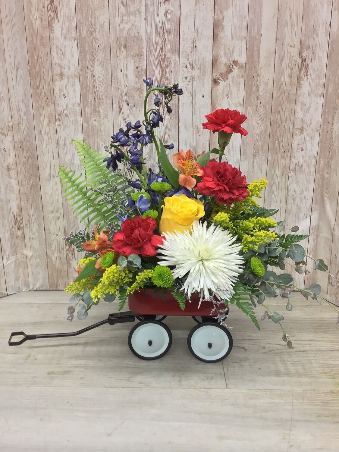 Baby's Little Red Wagon Arrangement - Item #WFEBT-2003