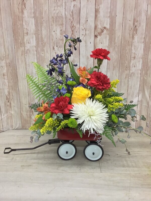Baby's Little Red Wagon Arrangement - Item #WFEBT-2003