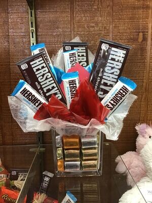 Candy in Glass Cube Bouquet **CANDY MAY VARY**