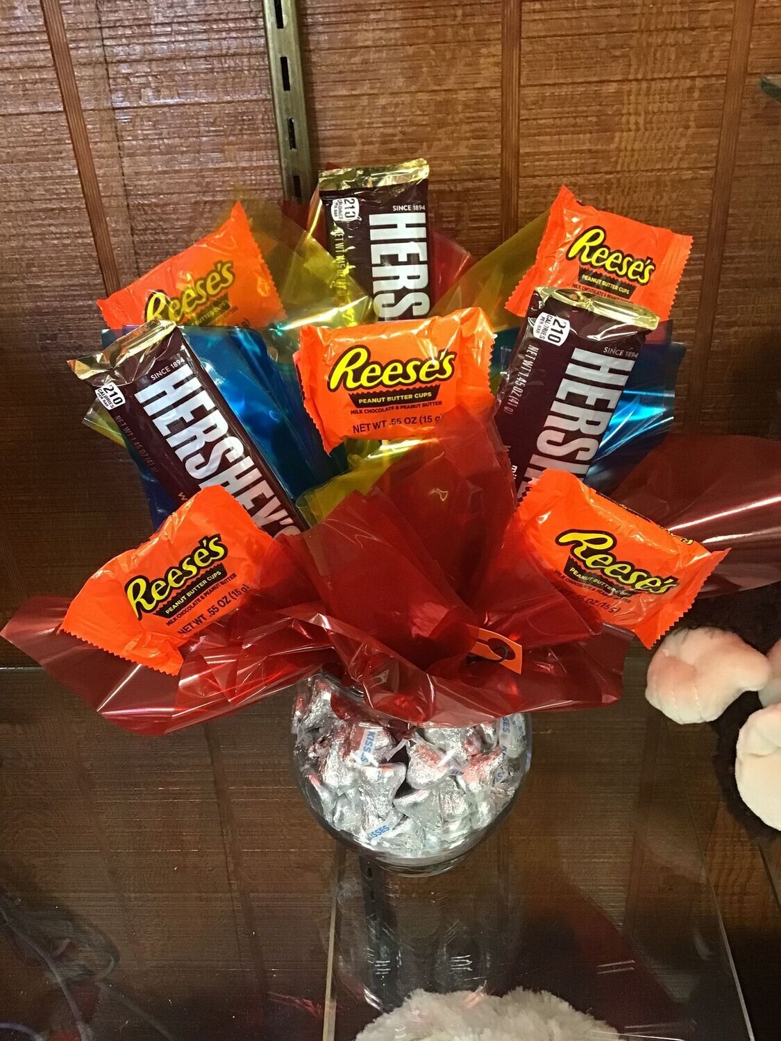Candy in Glass bowl Bouquet **CANDY MAY VARY**
