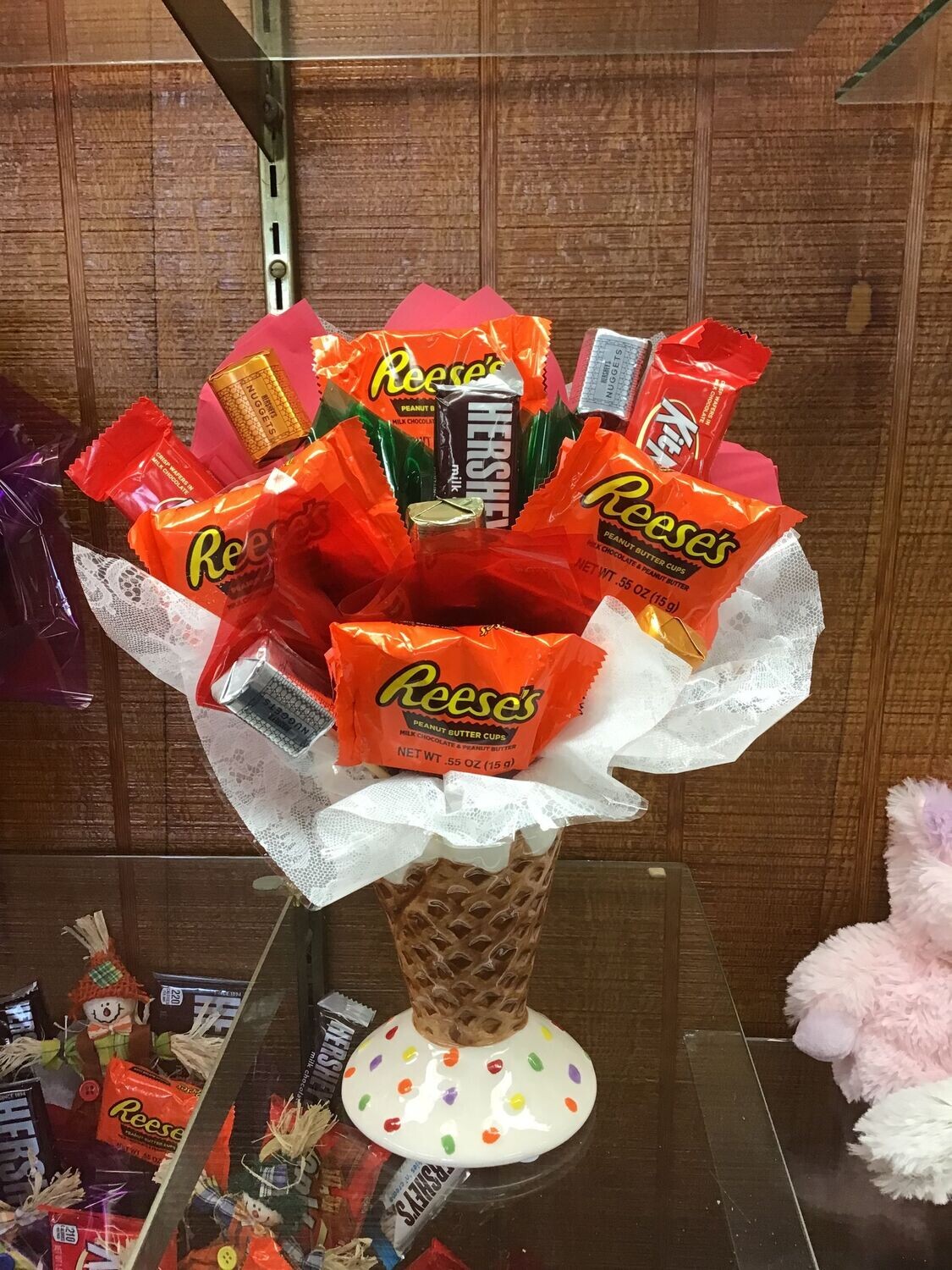 Candy in Ceramic Ice Cream Cone Bouquet **CANDY MAY VARY**