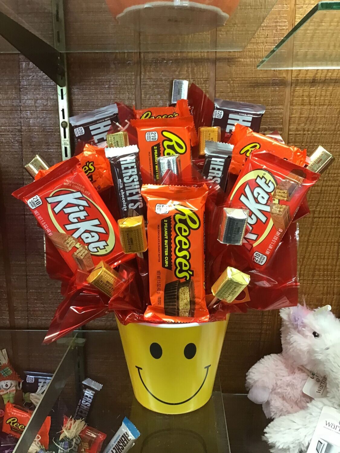Candy in Smiley container Bouquet **CANDY MAY VARY**