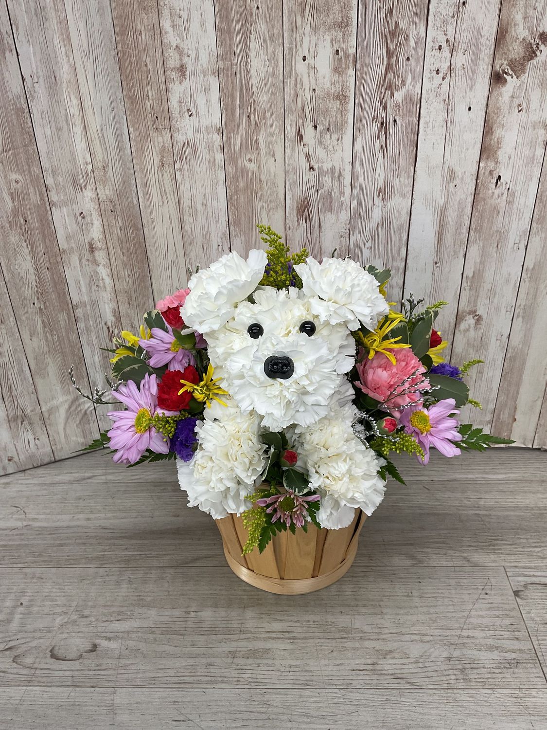 Cute Puppy Flower Arrangement - Item #WFEBT-614 Cute Puppy Flower Arrangement - Item #WFEBT-614