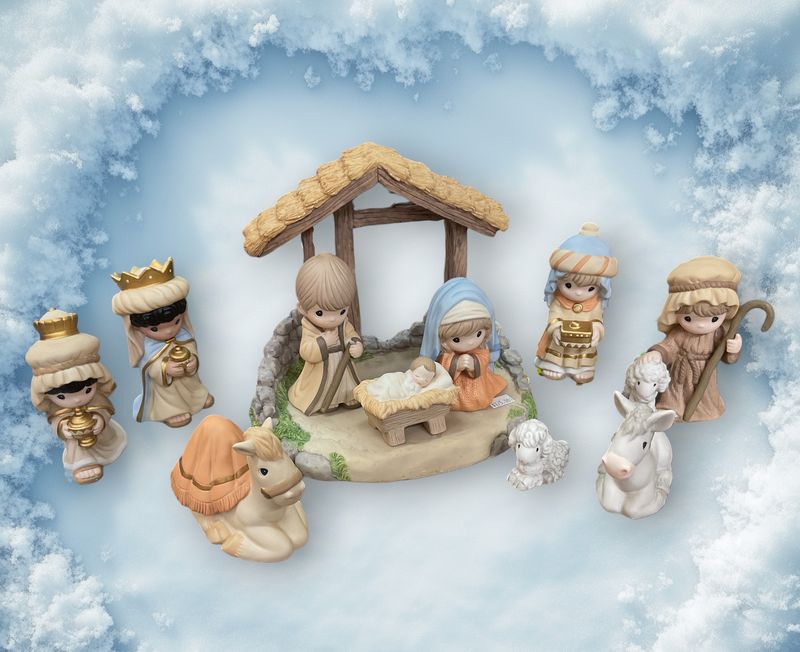 Precious Moment Nativity Set  Precious Moment Nativity Set "O Come Let Us Adore Him" 11 pc
