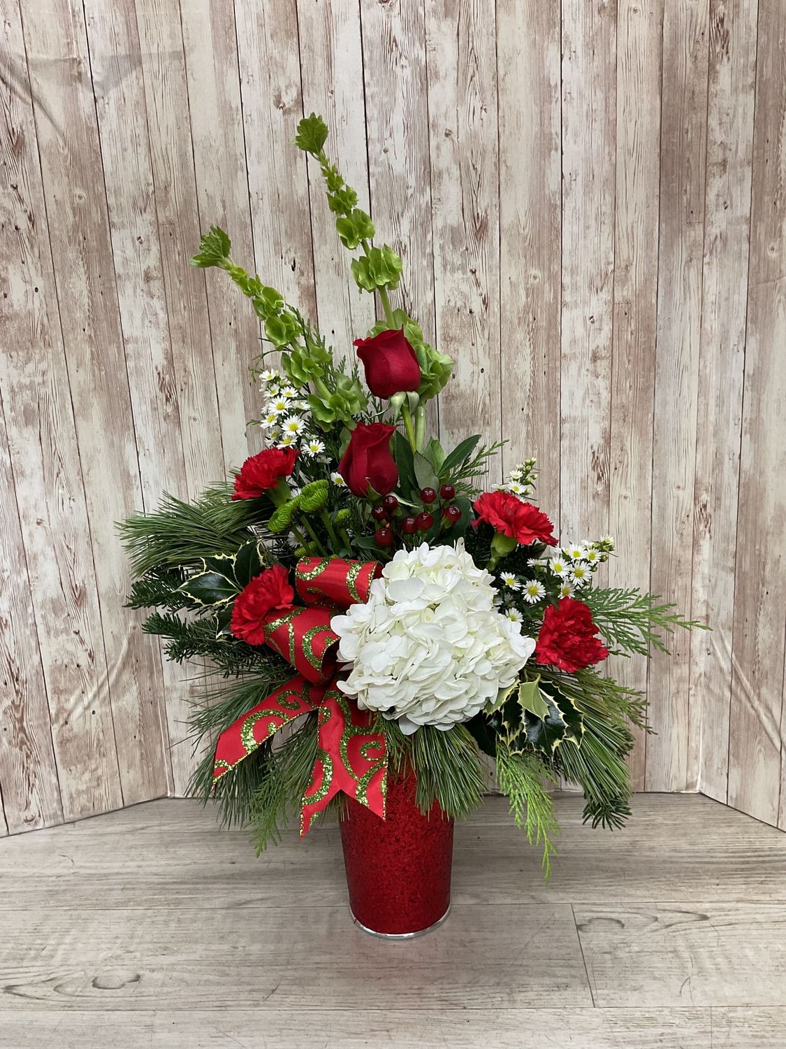 Christmas Sparkle in RED, GREEN or GOLD vase Item #WFEBT-213 Christmas Sparkle in RED, GREEN or GOLD vase Item #WFEBT-213