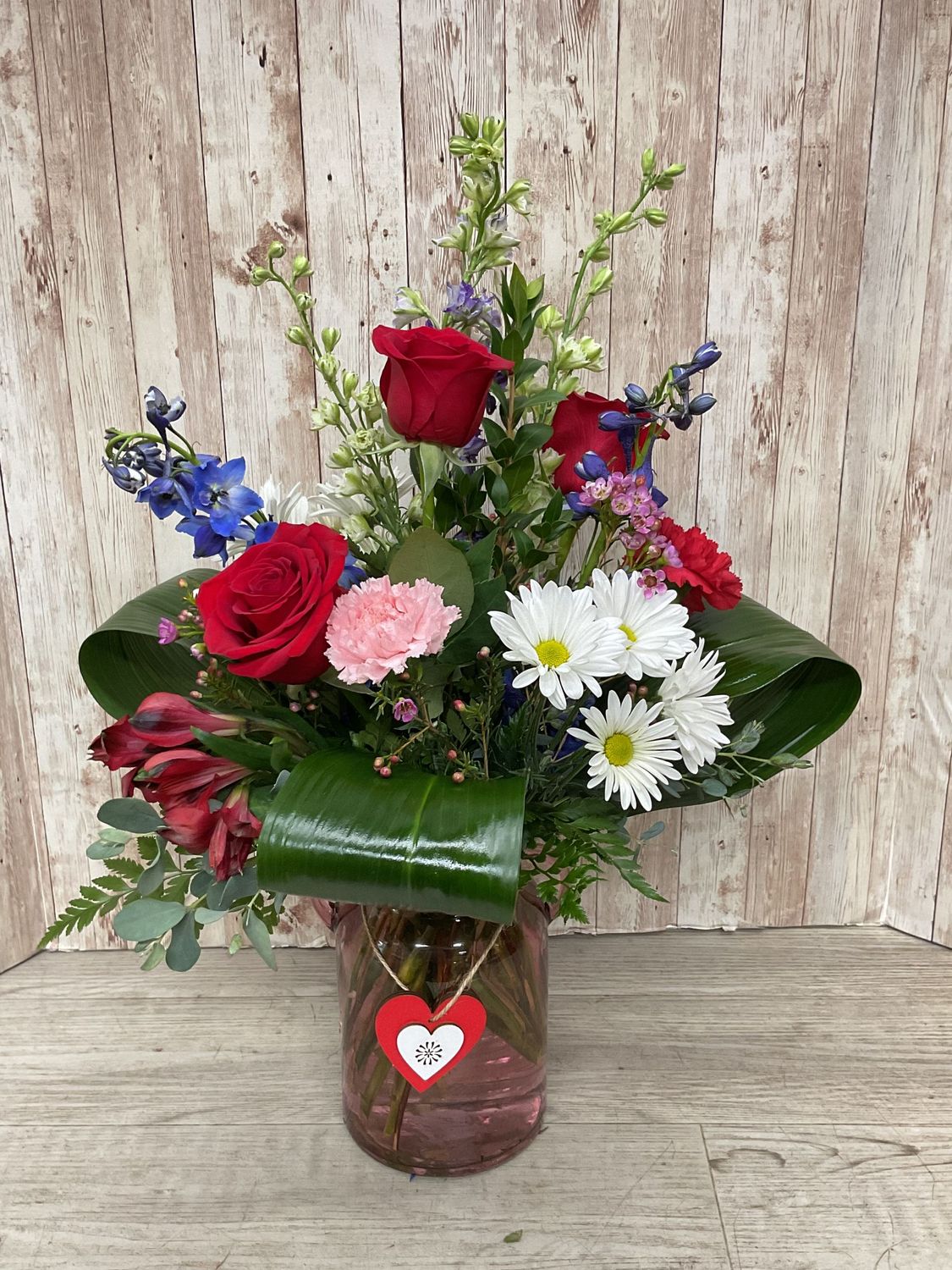 “As You Wish”  Colored Vase With Hanging Heart WFEBT #10