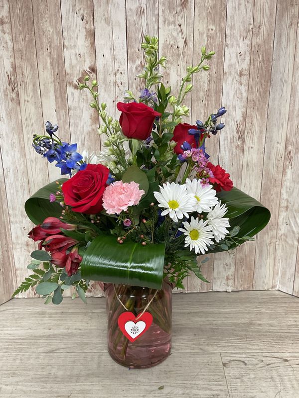 “As You Wish”  Colored Vase With Hanging Heart WFEBT #10