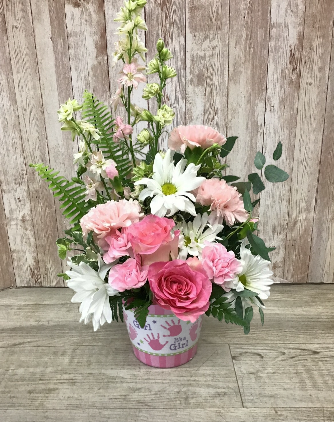 Baby Girl Plastic Novelty Arrangement - Item #WFEBT-2004 Baby Girl Plastic Novelty Arrangement - Item #WFEBT-2004