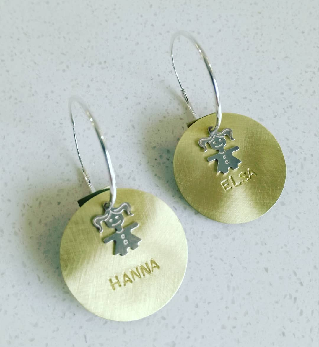 African Nougat Earings + Words BRASS