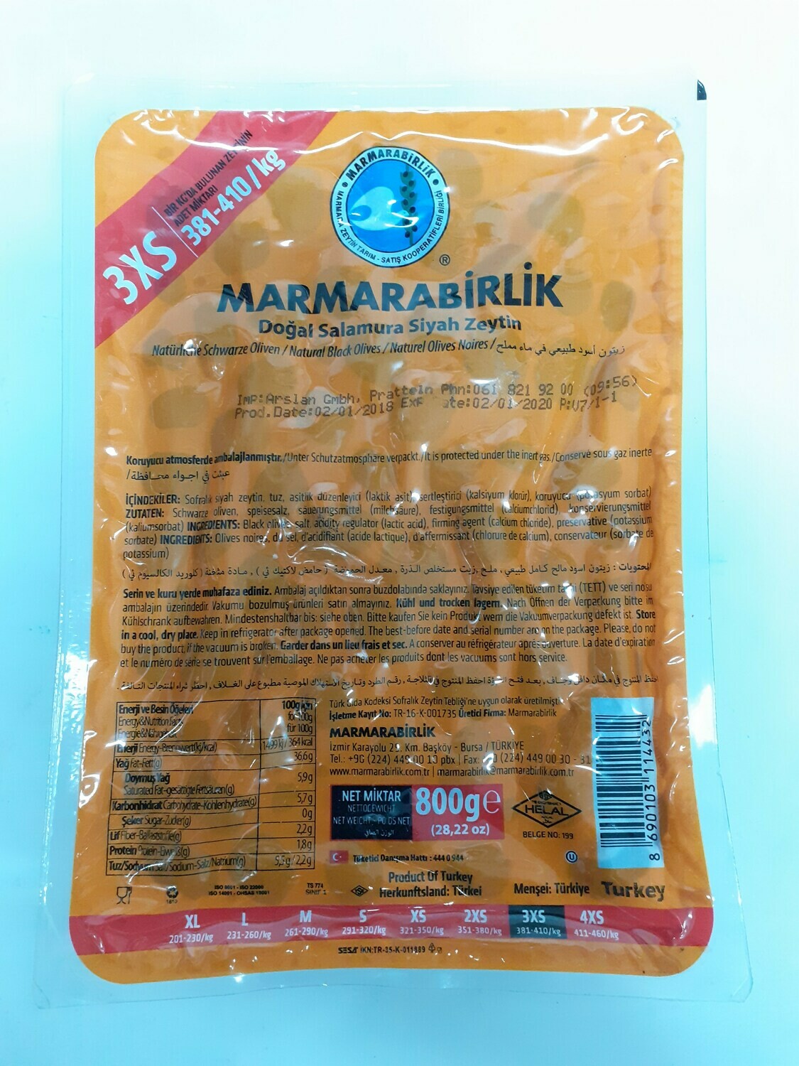 Naturel Olives Noires MARMARABIRLIK 800 g