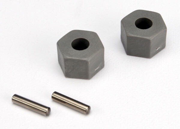 3654 - Wheel hubs, hex (tall offset, Rustler®/Stampede® front) (2)/ axle pins (2.5x10mm) (2)