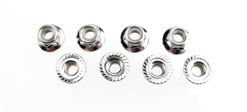 5147X - Nuts, 5mm flanged nylon locking (steel, serrated) (8)