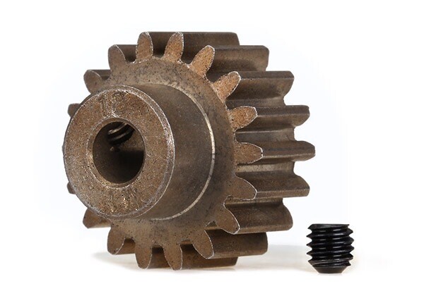 6491X - Gear, 18-T pinion (1.0 metric pitch) (fits 5mm shaft)/ set screw (compatible with steel spur gears)
