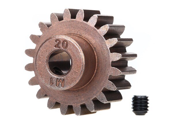 6494X - Gear, 20-T pinion (1.0 metric pitch) (fits 5mm shaft)/ set screw (compatible with steel spur gears)