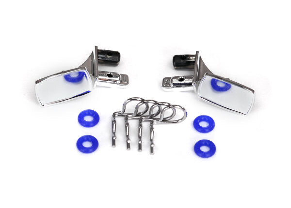 8133 - Mirrors, side, chrome (left & right)/ o-rings (4)/ body clips (4) (fits #8130 body)