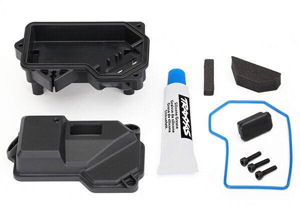 8324 - Box, receiver (sealed) (steering servo mount)/ receiver cover/ access plug/ foam pads/ silicone grease/ 2.5x10 CS (3)