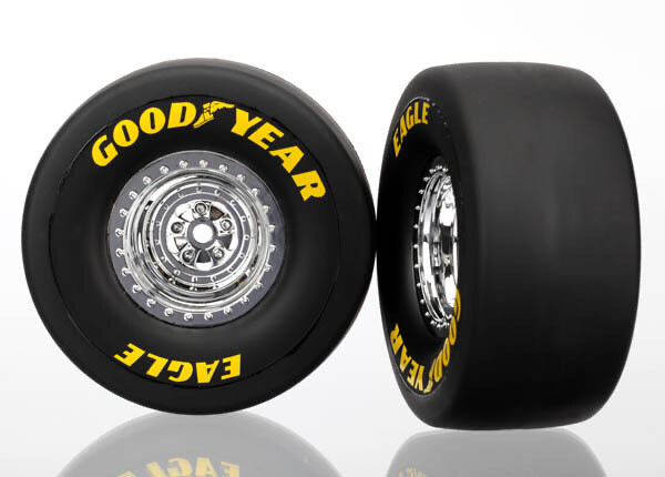 6973 - Tires & wheels, assembled, glued (chrome wheels, slick tires (S1 compound), foam inserts) (rear) (2)