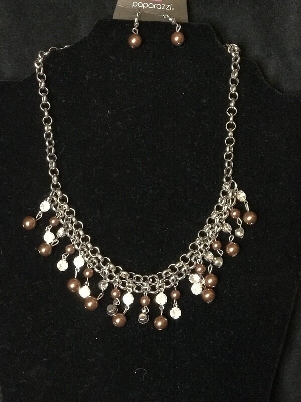 Beads and gems waterfall necklace