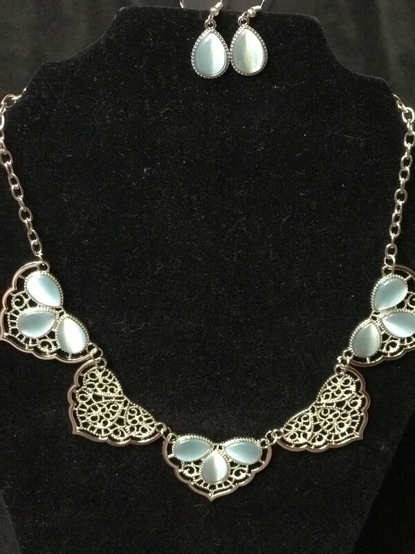 Aztec blue moonstone necklace