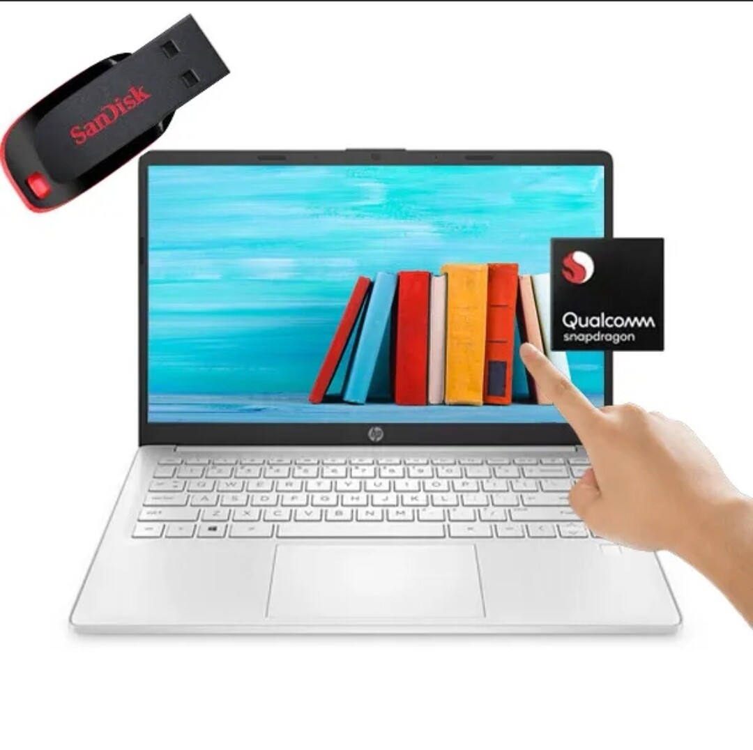 HP 14&quot; Touch Screen Notebook, Qualcomm 8core 2.4GH, 4GB, 128GB SSD, Windows 11, +16GB USB (New)