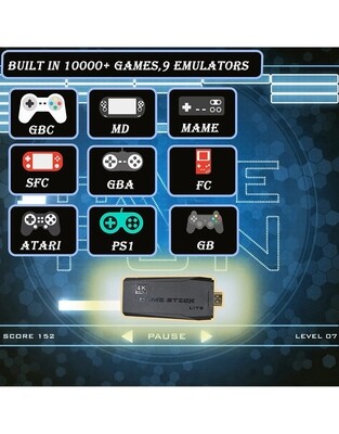 Wireless Retro Game Console, Built in 10000+ Classic Games,9 Emulators, Plug and Play Video Game Stick 4K High Definition HDMI Output for TV with Dual 2.4G Wireless Controllers