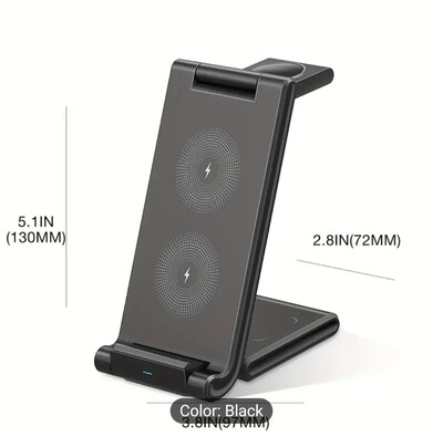 Foldable Wireless Charger For Multiple Devices 3 In 1 Wireless Charging Station