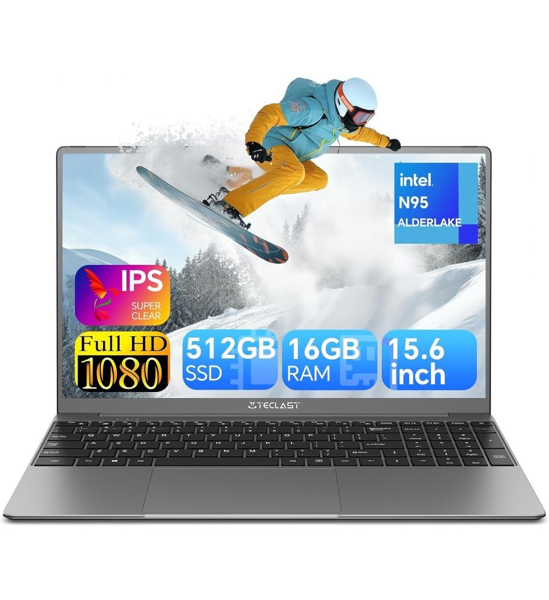 TECLAST Laptop, 16GB DDR5 512GB SSD, Intel N95 Processor, 15.6 Inch Webcam [2024] (New)