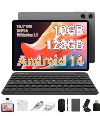 TECLAST 10 Inch Tablet, 10GB+128GB, 1TB Expand, Dual Camera, 6000mAh, Tablet with Keyboard, Case, Mouse, Stylus, Headphones, Tablet Stand (New)