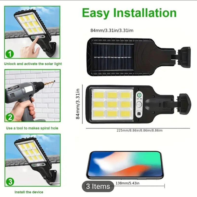 Solar Wall Lights With Remote Control - 3 Light Modes, Human Induction, Outdoor Solar Street Lights - Small (New)