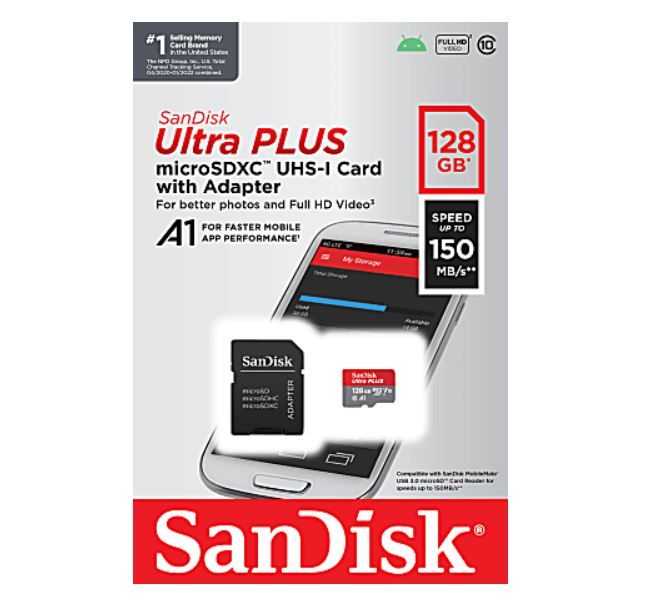 SanDisk 128GB MicroSD HC Ultra Uhs-1 Memory Card (New)