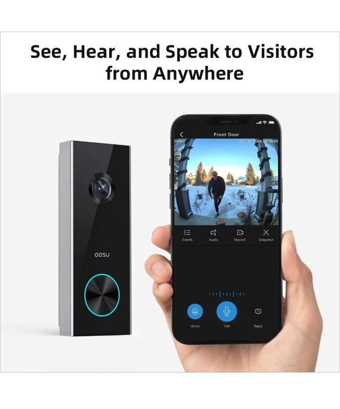 2K HD Wireless Video Doorbell with Chime- Smart AI Detection, 166° Wide View, 180-Day Battery, No Fees - Works with Alexa & Google (New)