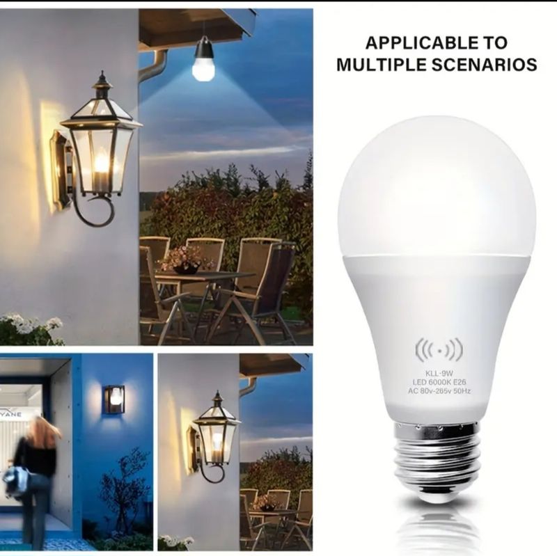 1 Motion Sensor Light Bulb, 12W (Equal to 100W)Motion Detector Auto Activated Dusk To Dawn Security LED Bulb, E26 6000K Daylight Outdoor/Indoor Lighting (New)
